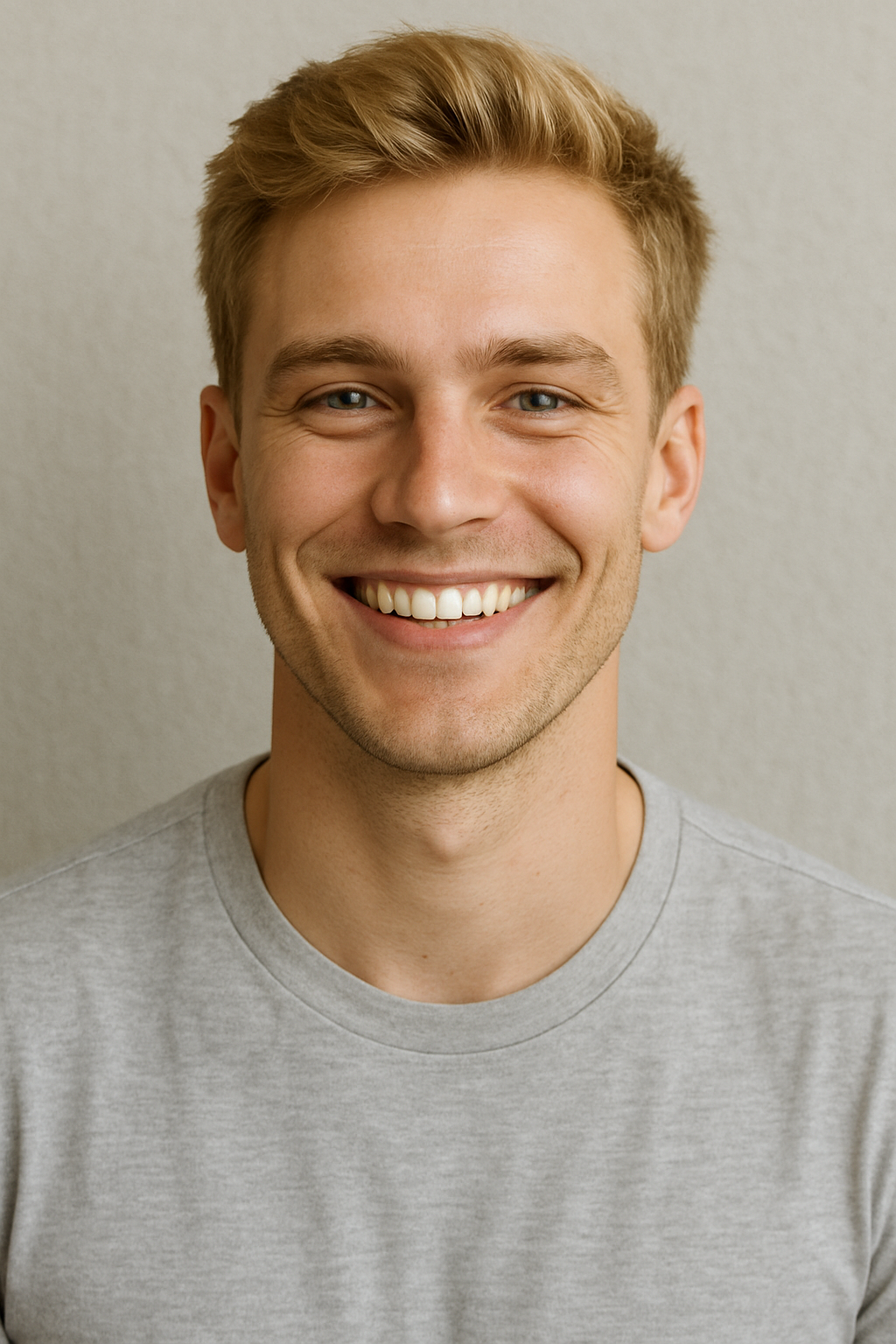 Ejemplo de foto de perfil con rostro frontal y fondo claro